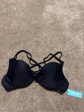 Aqua Eve Black Strappy Push-Up Bikini Top